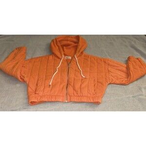 Urban Outfitters Orange Quilted  Crop Hooded Woman’s Small Fall Jacket